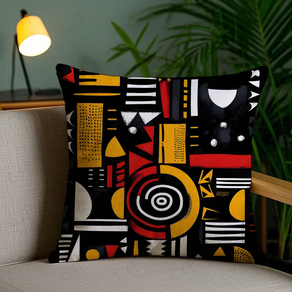African Tribal Ethnic Style Theme Double-Sided Printed Pillow Cover Short Plush Suitable Living Rooms Sofas Throw Cushion Cover