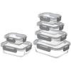 AILTEC Glass Storage Set of Dishwasher and Microwave with Food Freezer BPA Rectangular Heat-Resistant Containers, Airtight, 6, Safe, Stackable, Lids,
