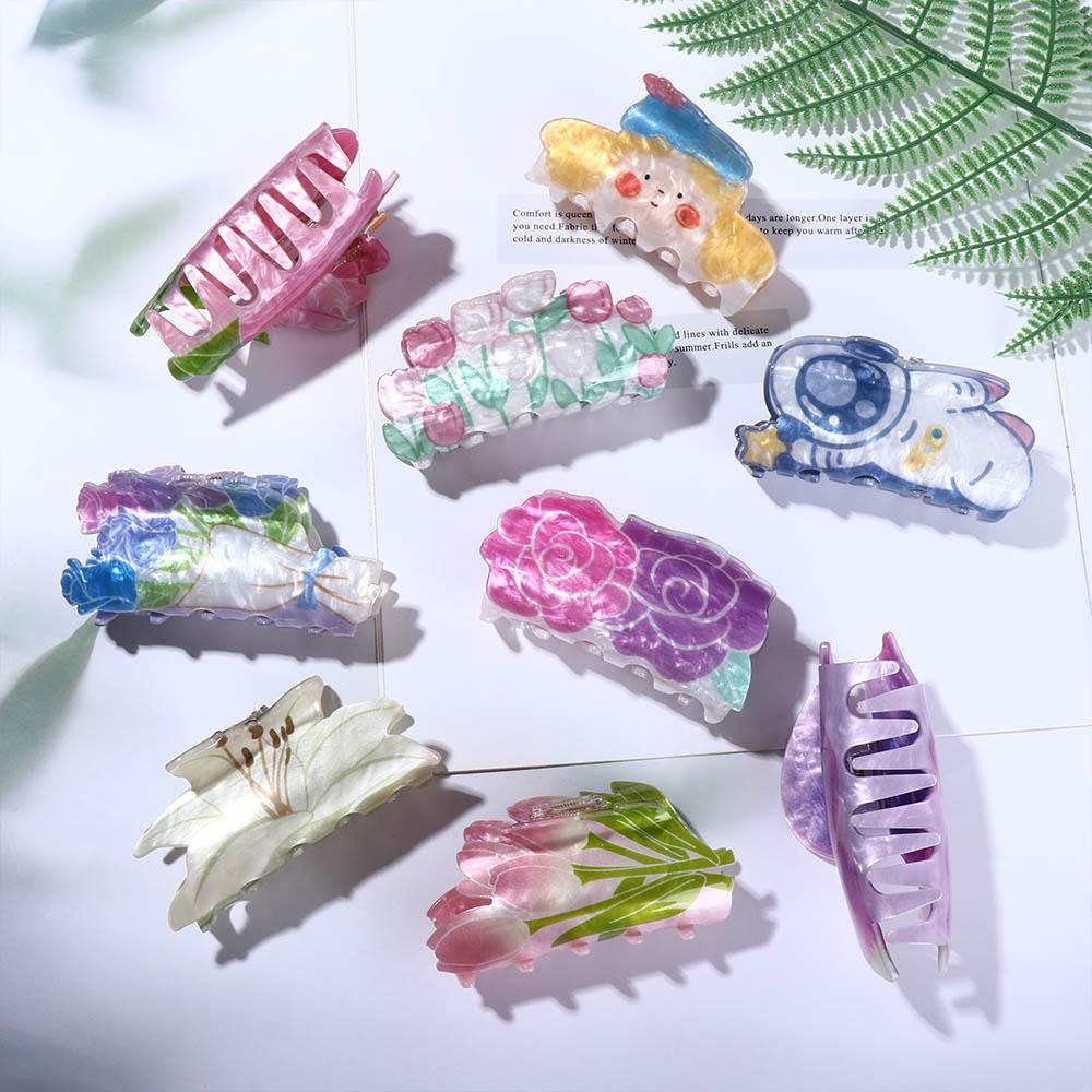 Clip Candy Color Flower Hair Clip Female Hair Accessories Plastic Hair Claw Korean Style Headwear