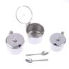 Practical Stainless Steel Sugar Bowl With Handle Lid Spoon Dustproof Waterproof Seasoning Jar Kitchen Restaurant Spice Container