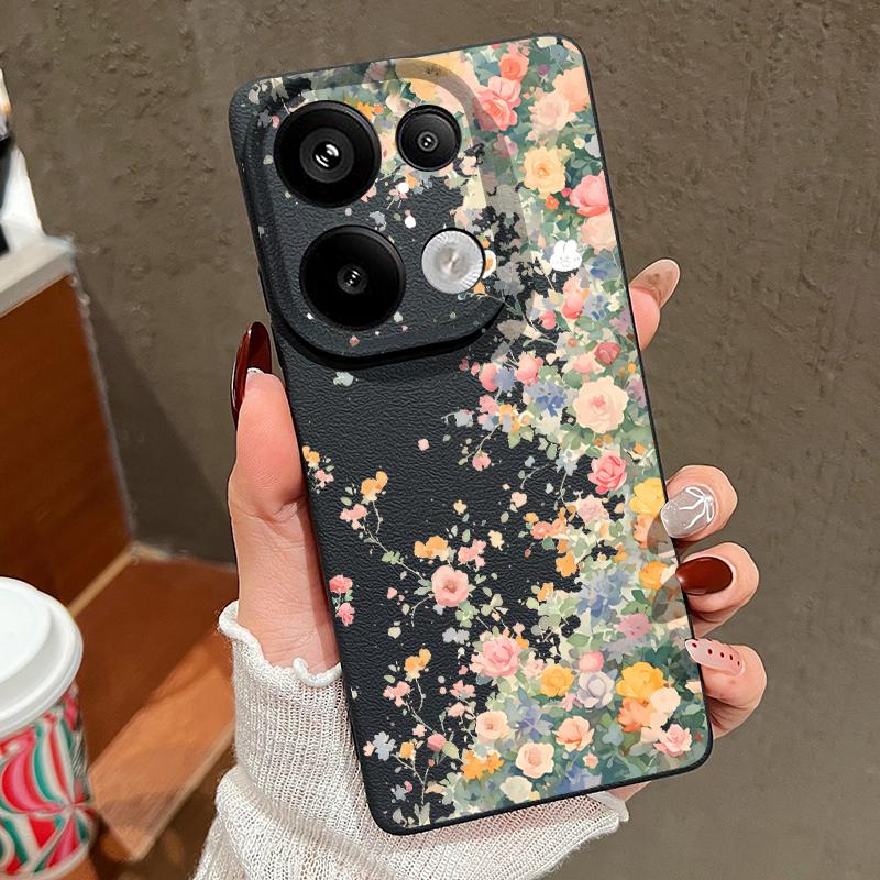 Мягкий силиконовый чехол с рисунком розы для Xiaomi 13t Poco X6 M6 Pro Redmi Note 14 13 12 11 10 Pro, ударопрочный, кожаный, текстура, однотонный, тонкий чехол