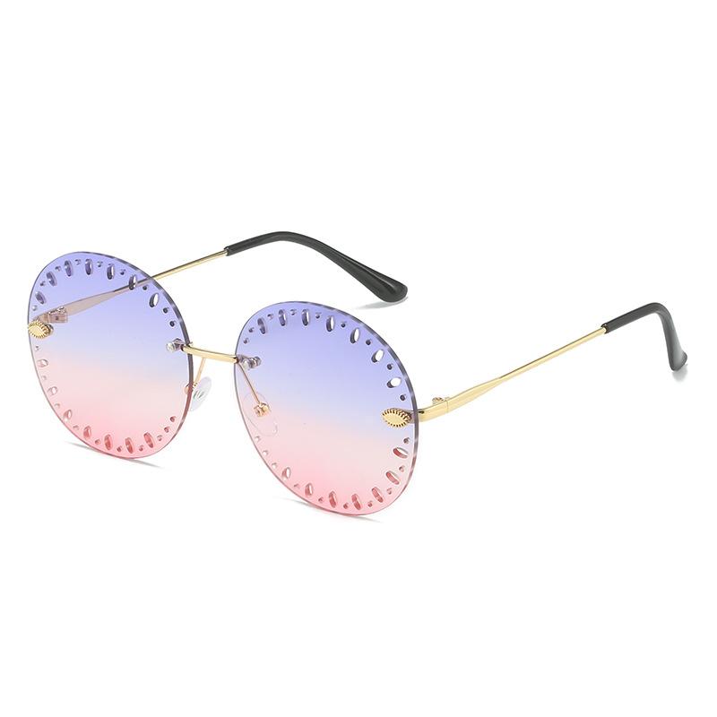 Round Rimless Sunglasses, Personalized Hollow Round Frame Glasses, Sunglasses For Women