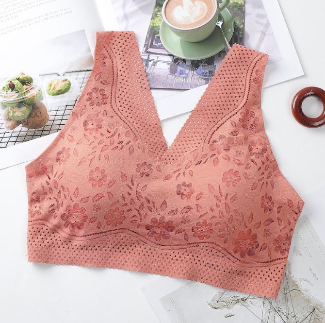 Бесшовные дышащие кружевные бюстгальтеры пуш-ап для женщин, сексуальное нижнее белье без косточек, нижнее белье с v-образным вырезом и низкой спинкой
