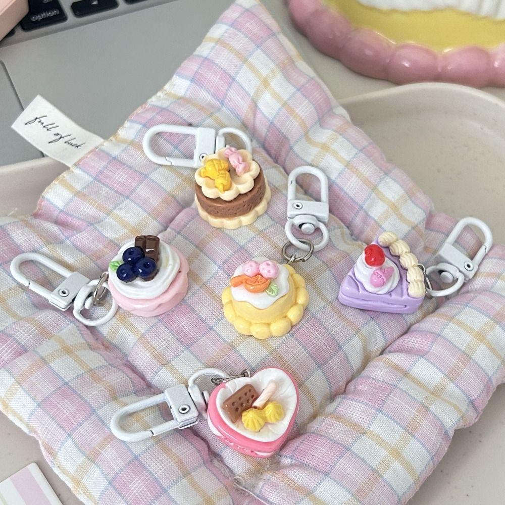 Cute Car Keyring Cartoon Party Gift Jewelry Simple Cake Pendant Keychain  Boudoir