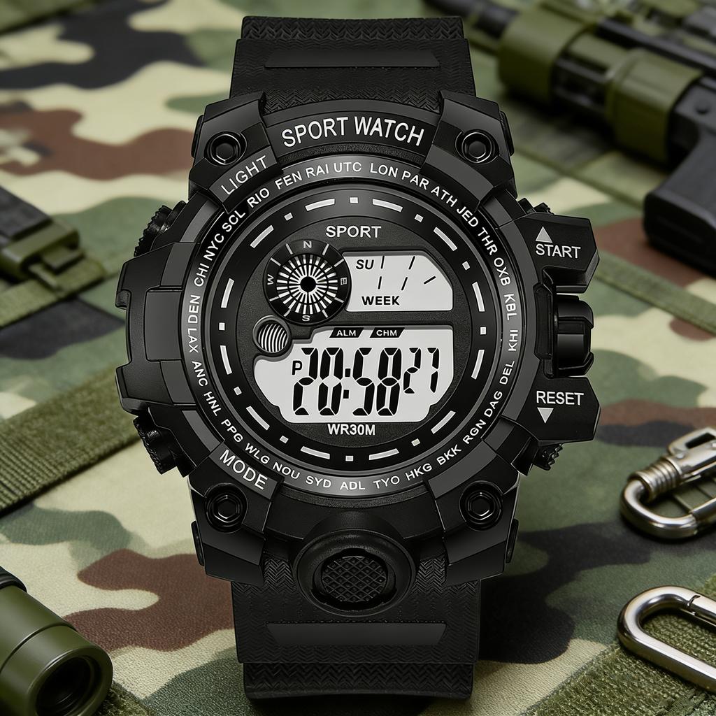 YIKAZE Men Sports Watch Waterproof LED Digital Watch Big Dial Fitness Sport Watches Multifunction Electronic Wristwatch for man