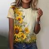 Ladies' Loose Summer Elegant Retro Women's Clothing 3D Printed Sunflower Top Short Sleeved T-shirt