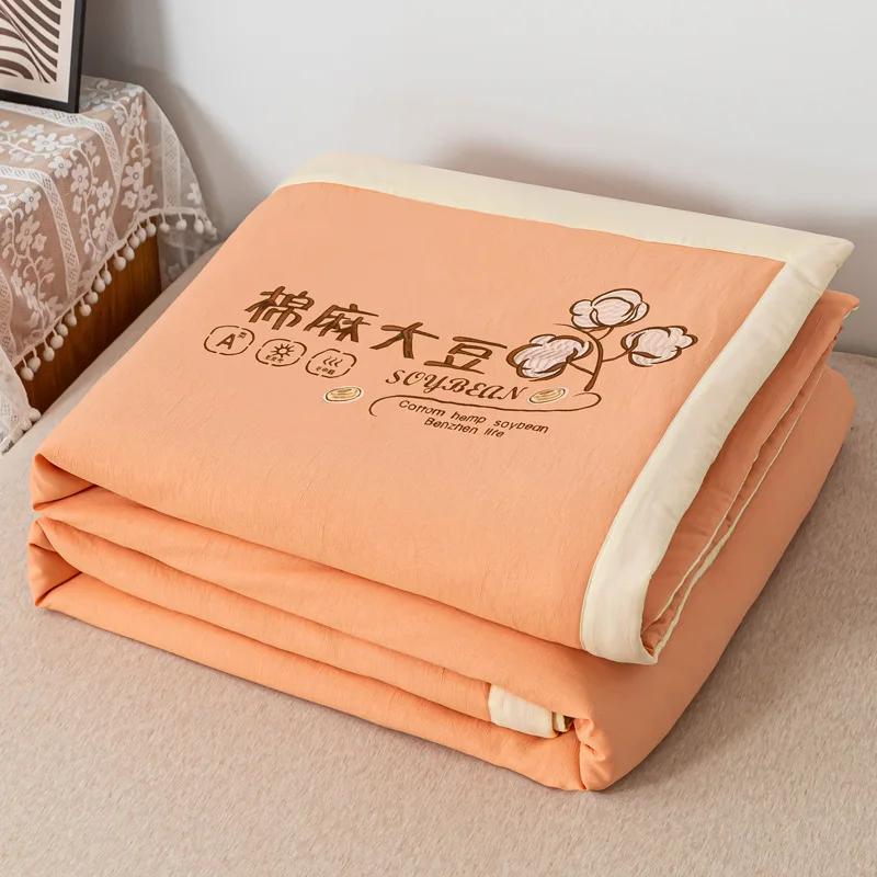 Двухслойное летнее одеяло из хлопка и льна нового класса А, летнее одеяло из стираного хлопка и льна, воздухопроницаемый чехол