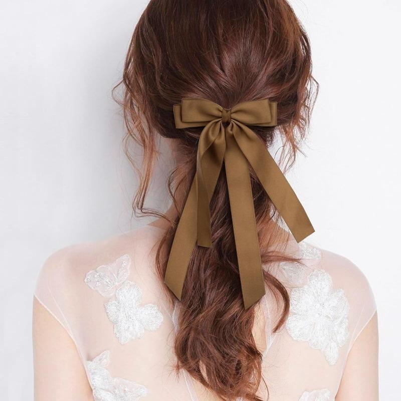 Fabric Ribbon Bow Hairpin For Women Girls Hair Clips Solid Color Bow Hair Accessories