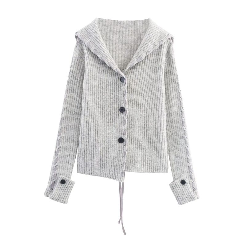 Araltay New Arrival Fashion Style Women's Clothing Fashion All-Match Casual Minimalist Asymmetric Decorative Ribbon Knitting Outwear