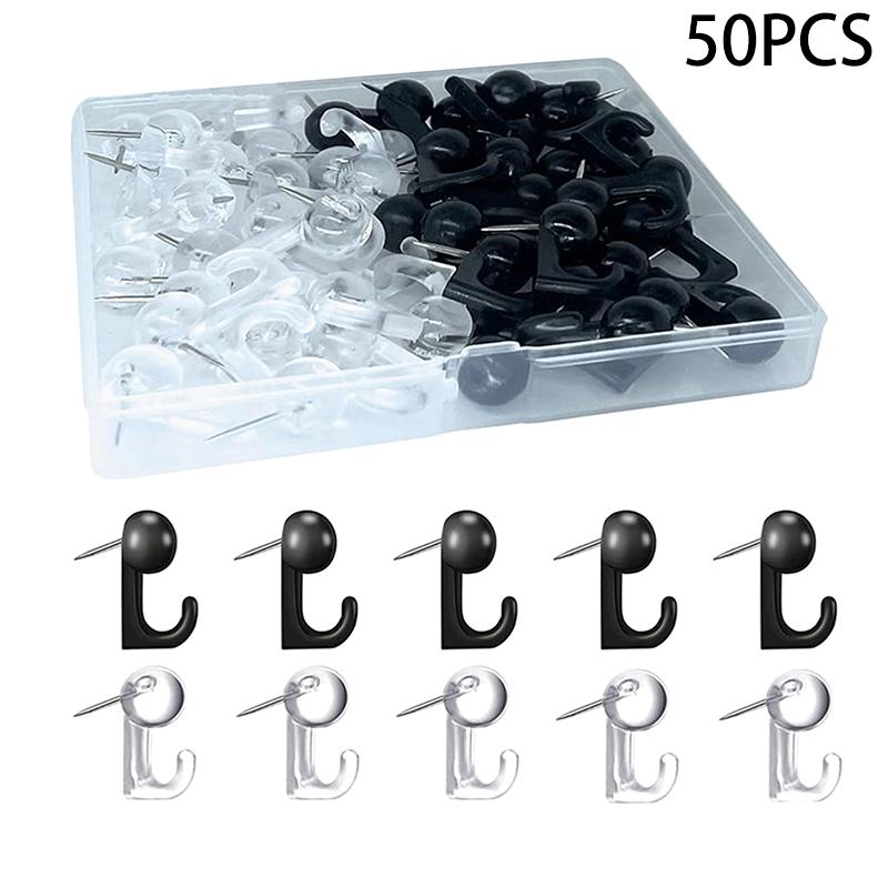 50Pcs Decorative Thumbtack Hooks Plastic Headed Push Pins for Cork Board Bulletin Board Hook Back Design Thumb Tacks