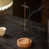 Incense Stick Holder with Wooden Tray Brass Inverted Incense Burner Ash Catcher Home Office