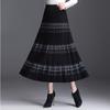 Утолщенная вязаная юбка Длинная юбка Юбка-полусолнце Осень/Зима Женская зимняя вязаная юбка