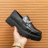 Men Loafer Dress Elevator Shoes Height Increase Punk Leather Thick Sole Creepers Platform Shoes