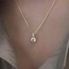 Huitan Minimalist Round Cubic Zirconia Pendant Necklace Women  Color/Gold Plated Box Chain Long Necklace Wedding Jewelry