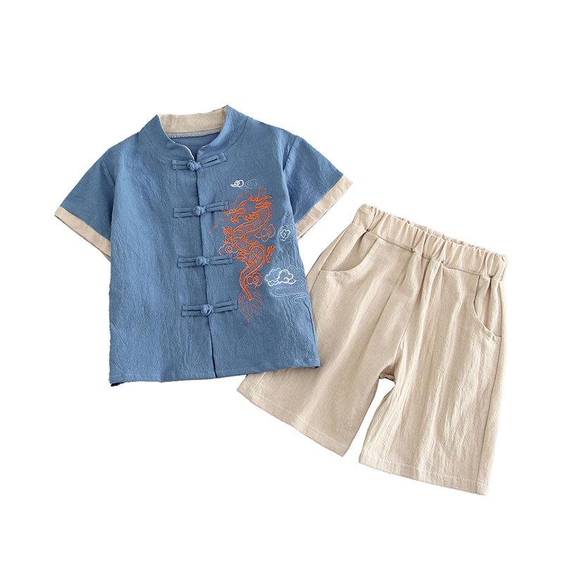 Костюм Тан для мальчиков, летний костюм в стиле ханбок, детская одежда в стиле ретро для выступлений, детская одежда в китайском стиле, старинная одежда