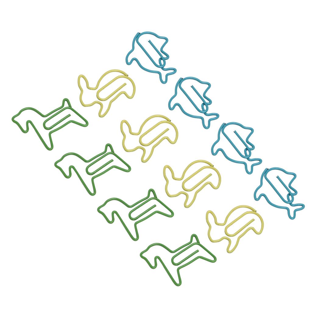 32 Box Paper Clips 3 Colors Innovative Pony Rabbit Dolphin Combo Small Metal Paperclips for
