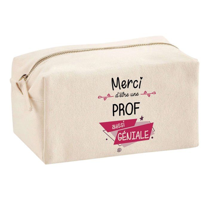 Trousse multifonction Merci Prof Géniale Cadeau Anniversaire Noël Collègue Remerciement Idée | Trousse Scolaire Fournitures Bureau