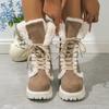 Women's Winter Plush Boots Ankle Boots Snow Boots Warm Cotton Ankle Boots Thick Sole Mid-tube Front Lace-up Plush Thick Cotton Shoes