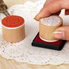 6pcs/box Round Wooden Retro Pattern Lace Seal Valentine's Day Blessings Series Handbook Photo Album Diary Seal Assorted Stamp
