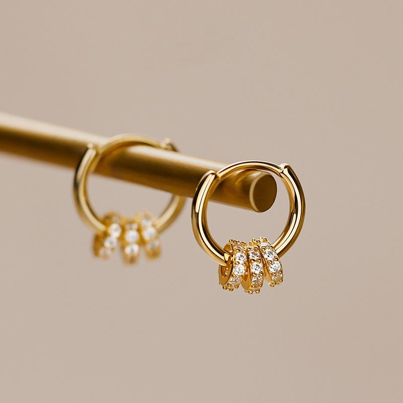 Fine Jewelry 925 Silver Hoop Earring for Women Micro Inlay Zircon 925 Sterling Silver Earrings Circle Pendant Earrings