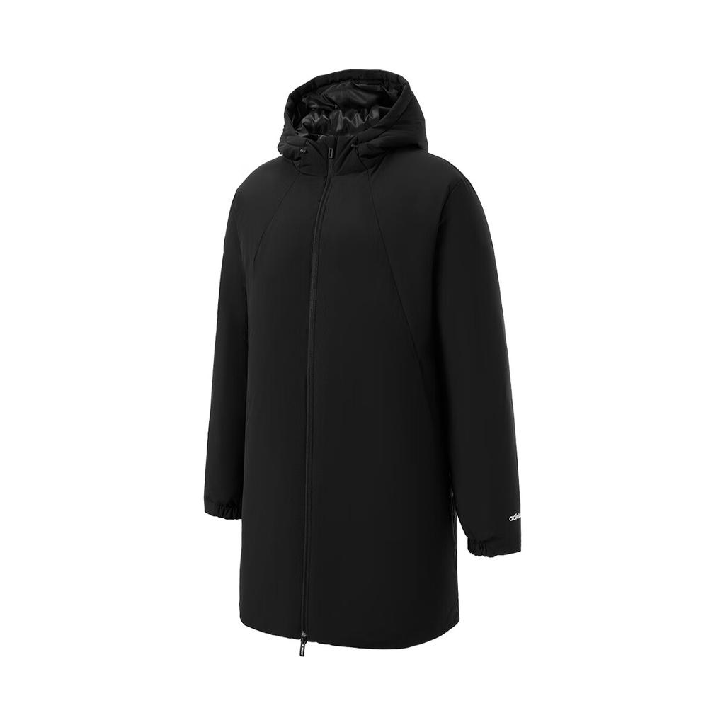 Adidas Ветрозащитная теплая куртка-пуховик с капюшоном и надписью «Унисекс» черная JL9616