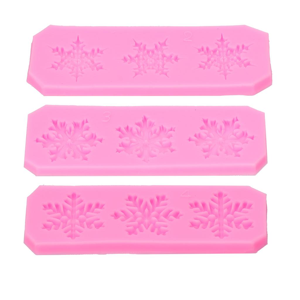 5Pcs Snowflake Molds No Viscous Design 5 Different Shapes Flexible Easily Use Clean Snow Silicone Mold for DIY
