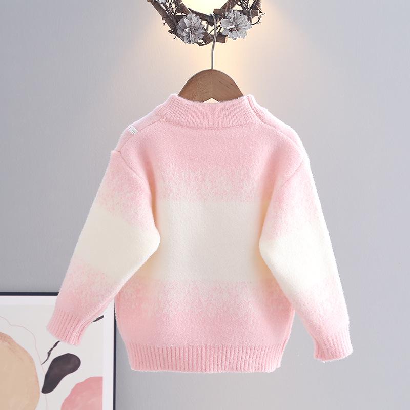 Girls' Cartoon Winter Sweater - Stylish Knitwear for Medium and Large Children
