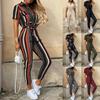 Women's Casual Solid Color Bodycon Jumpsuits Rompers Adjustable Shoulder Straps Bodysuits High Waistband Slim Fit Cargo Pants One-Piece Suits Overalls