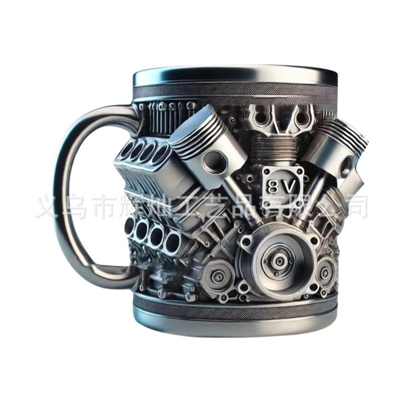 Кружка из смолы с блоком двигателя V8/V6, высококачественная механическая арт-кружка, подарок для автолюбителя