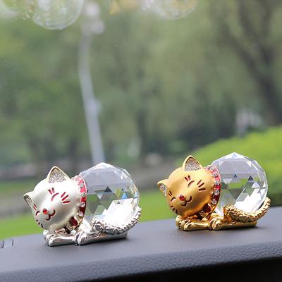 Автомобильный орнамент, золотой, серебряный, Lucky Cat, кристалл, украшение интерьера, автомобильные аксессуары, подарок