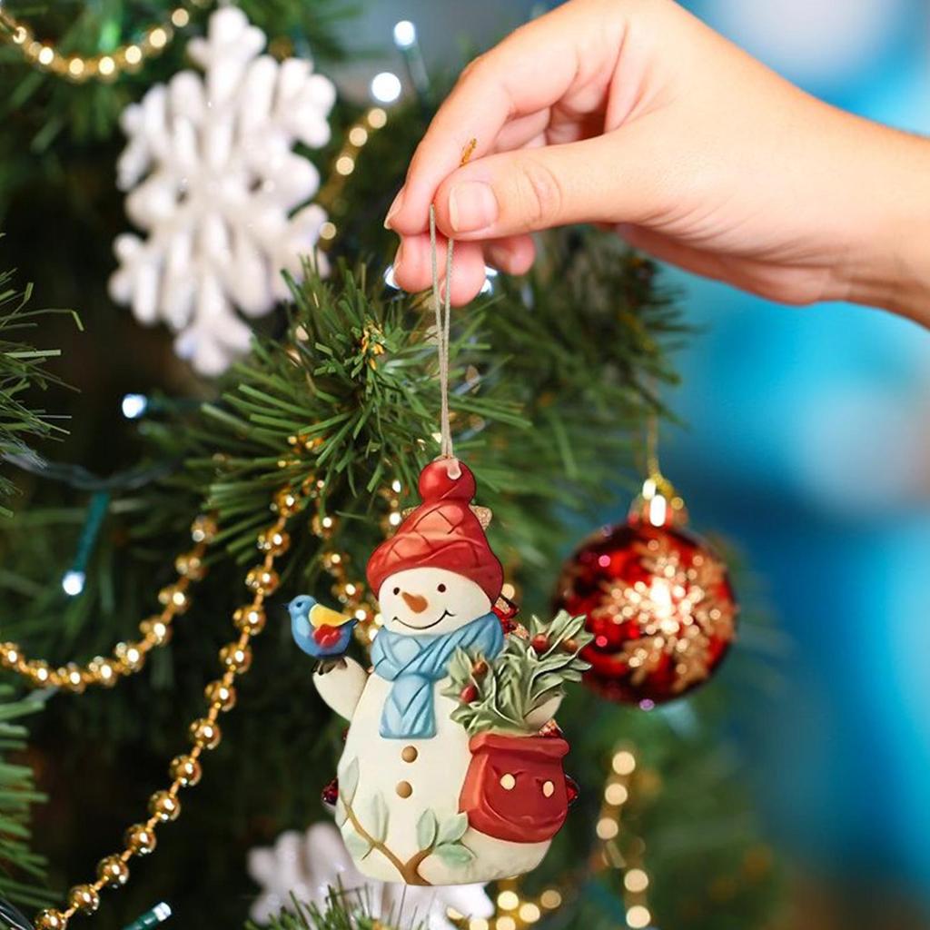 Набор из 9 подвесок в виде 2D мультяшного снеговика, деревянное подвесное украшение для рождественской елки со шнурком, украшение для дома, праздничной вечеринки, рождественские подарки