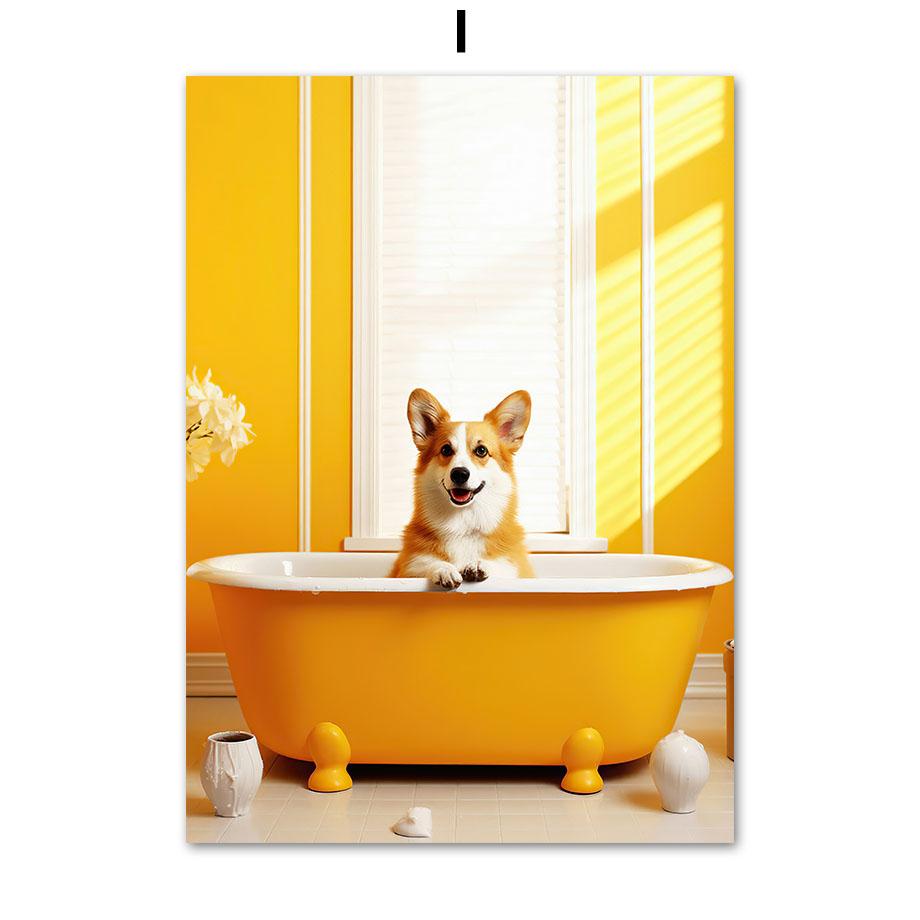 Забавный юмор для ванной комнаты, носорог, крокодил, леопард, сова, кенгуру, слон, собака, настенный домашний декор, туалетный плакат, художественный принт, холст, живопись