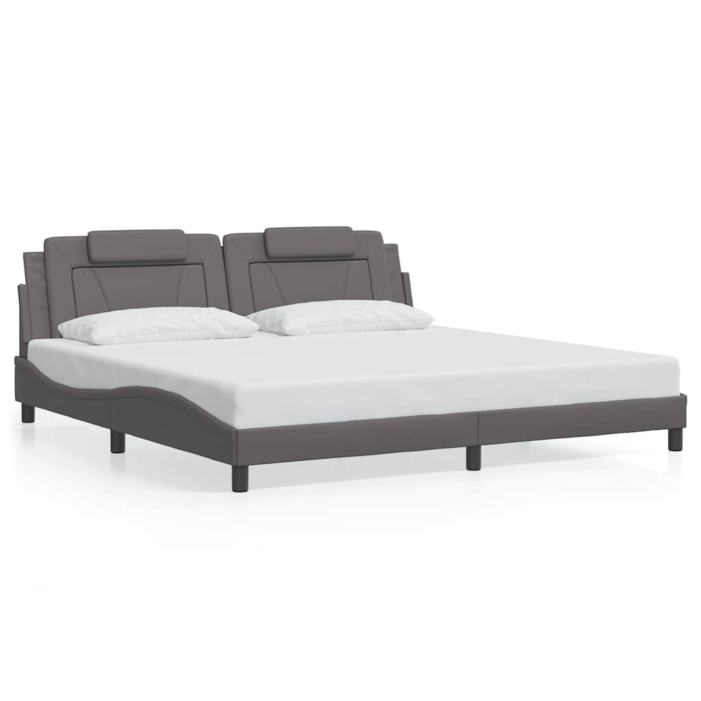 Viana Bed Frame without Mattress Grey 200x200 cm Faux Leather
