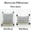 Soft Chenille Tassel Pillowcase Modern Geometric Jacquard Sofa Cushion Bohemian Moroccan White Black Lines Pillow Cover No Pillow Core