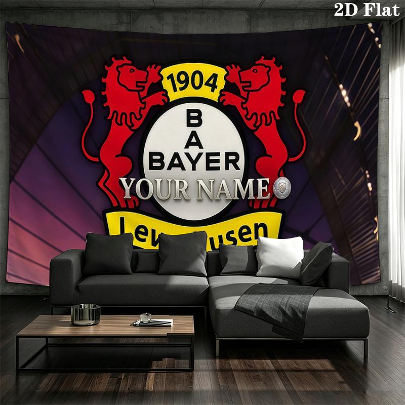 Custom Name,Bayer Leverkusen Wall tapestry, aesthetic printed fabric blanket, suitable for bedroom, living room, and home decor.