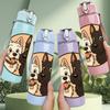 1PC Dog Couple Portrait Frame Print 750ml Color Plastic Sports Water Bottle Leakproof Flip Straw Lid Suitable for Sports Office Home Use