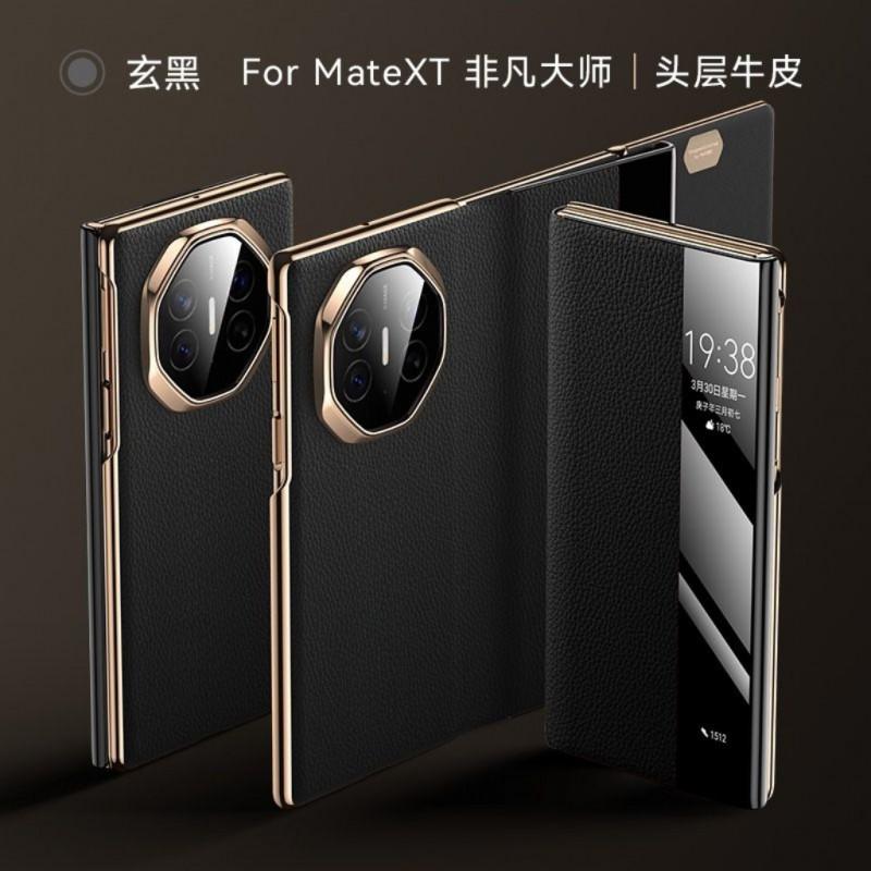 Premium Genuine Leather Flip Case Mate XTS With Smart Window Magnetic Shockproof Kickstand Design