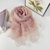 Elegant Lightweight Silk Blend Scarf Women Long Beach Wrap With Classic Check Vacation Accessory
