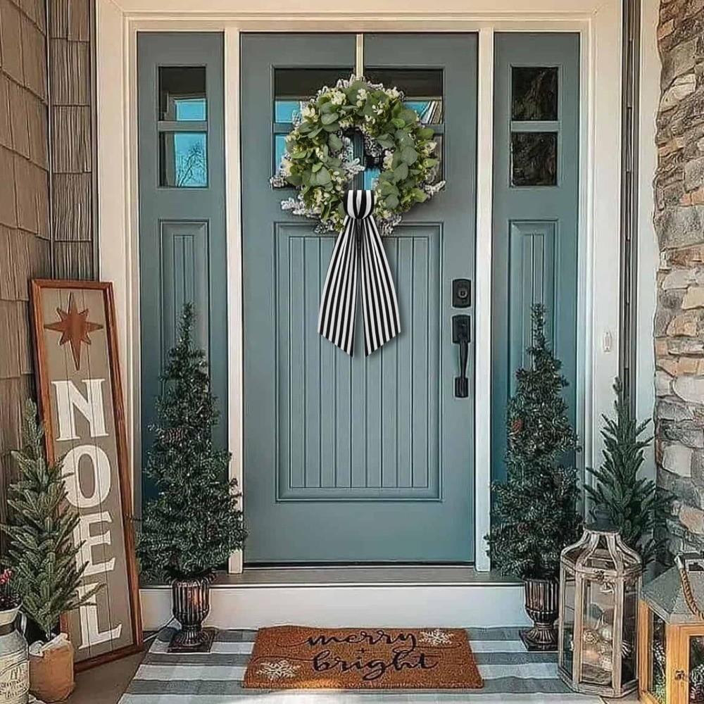 Striped Ribbon Wreath Sash DIY Garland Ribbon Adjustable Christmas Decoration Wall Decor