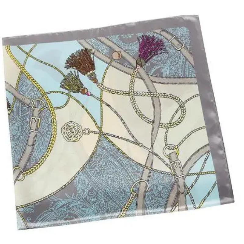 New Rope Tassel Printing Square Scarf Luxury Brand Silk Scarf For Women Hijab Shawl Foulard Scarves Wraps For Ladies