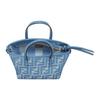 Fendi Roll Denim Effect FF Jacquard Cotton Tote Shopping Bag Shoulder Crossbody Handbag Mini Women tote Blue 8BS096AUPXF1SKL
