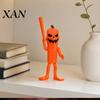 Pumpkin with Baseball Bat 3D Printed Articulated Stick Figure Ornament Accessory, Movable Joints Halloween Atmosphere Props Statue, Action Figurine