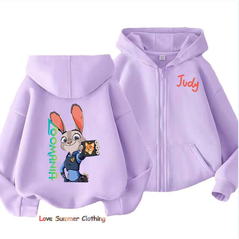 Zootopia Zip Up Hoodies for Kids Judy Nick Hooded Sweatshirt Boys Pullovers Cartoon Girls Hoodie Sportswear New Year Gift