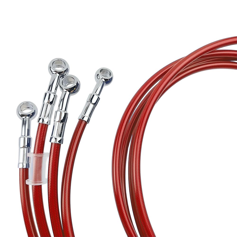 PVC Braided Motorcycle Brake Line Kit 400-2200mm with 28° -28° 10mm Banjo Fittings Universal for Sport Dirt Cruiser Modification