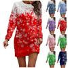 Long Sleeve Dress For Women Casual Christmas Printed Pullover Hip Pack Dress Sweater Dress