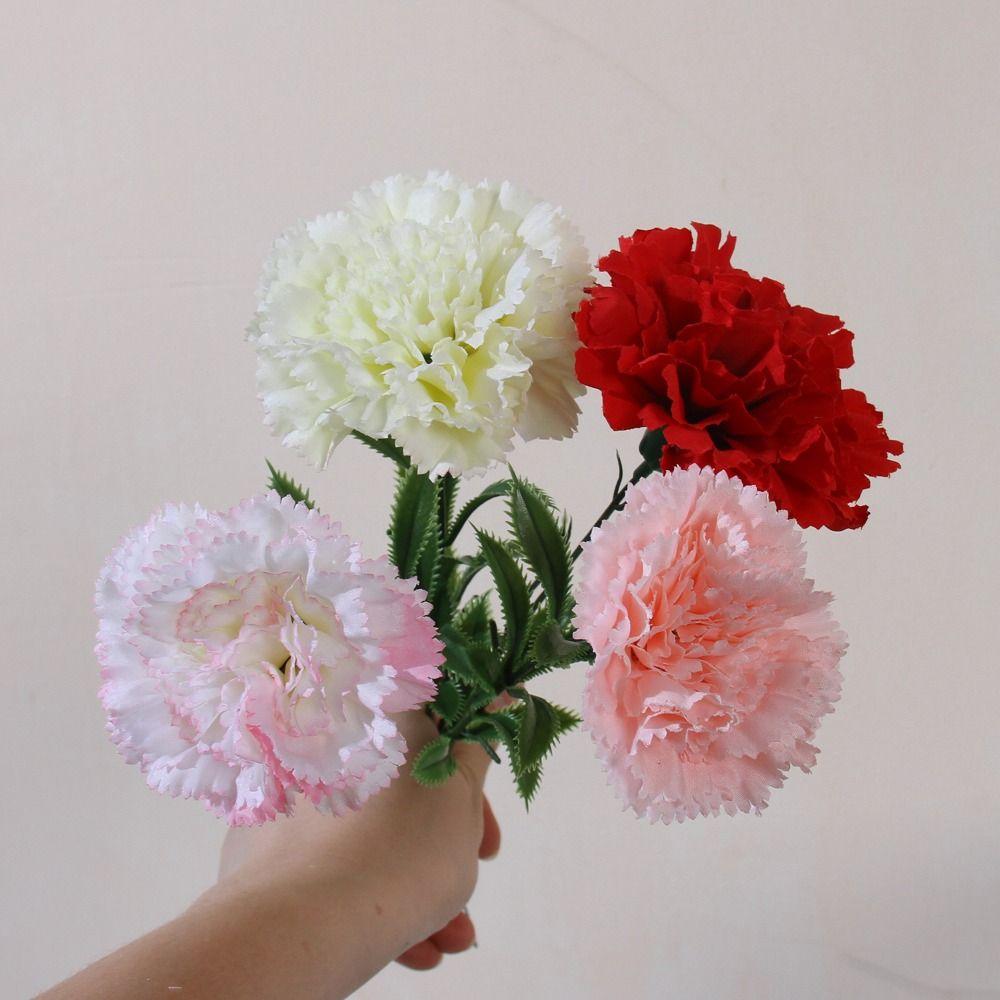 10Pcs Silk Artificial Carnation Pink Red Floral Arrangement Flowers Fake Bouquet Event Decoration