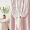 Набор LOZUJOJU 70-80% однотонных розовых плотных штор и белых кружевных марлевых штор для гостиной, спальни, украшения дома