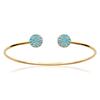 [P9666] - Open Gold Plated Bracelet 'Boho' Turquoise Gold - 56 Mm 7 Mm