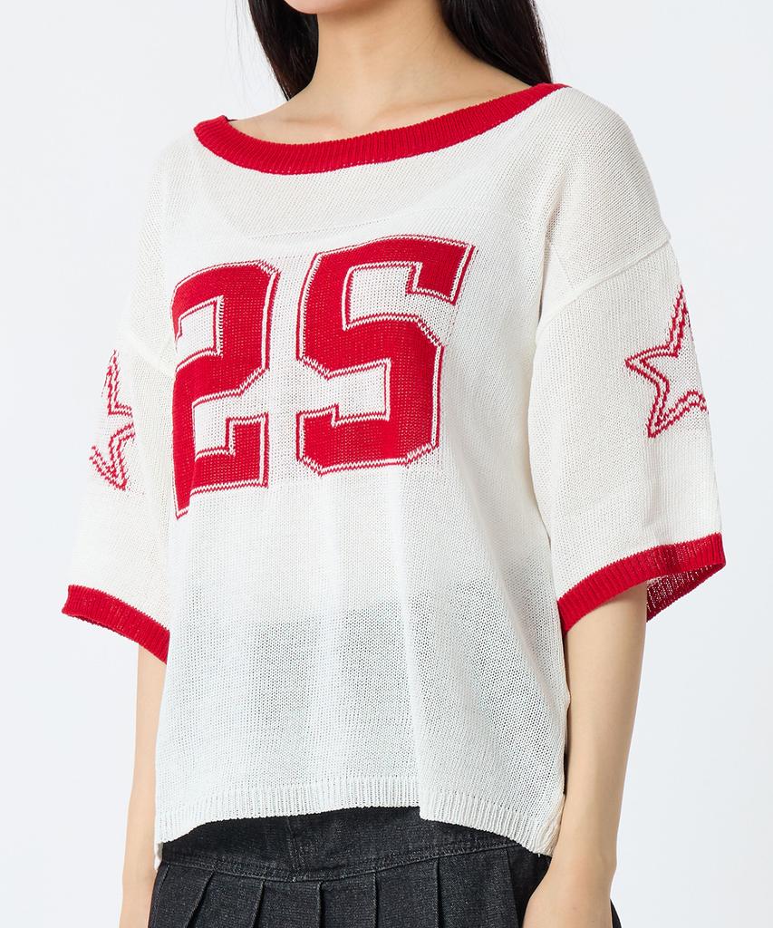 ANDTHEOTHER Oversized Round Neck Short Sleeve Knit Red