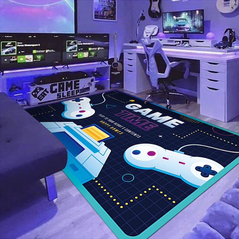 3D игровой ковер Большой ковер для киберспортивной комнаты Декор спальни мальчика Мультяшный дизайн геймпада Мягкий напольный коврик